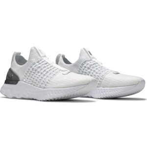 New $140 Nike React Phantom Run Flyknit 2 White Silver Sz 9.5 EUR 41